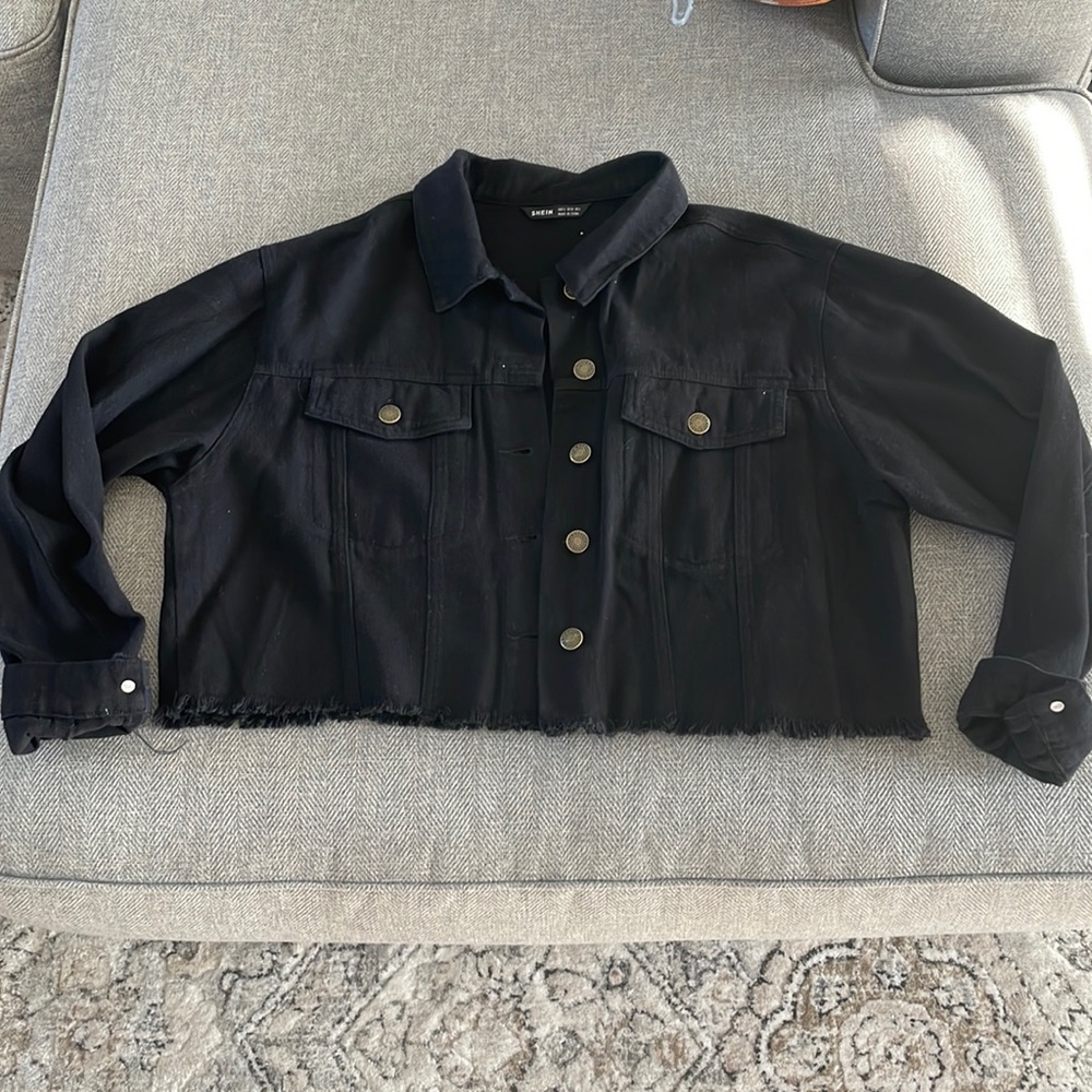 Black Jean Cropped Jacket